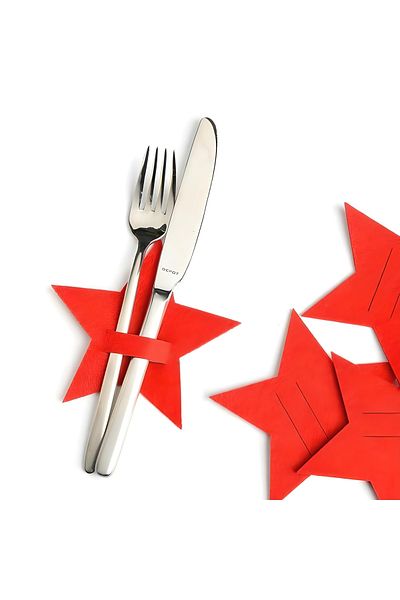 Elfora Red 6Pcs Star Cutlery Christmas Decor
