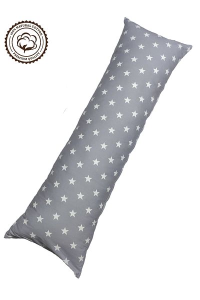 BeybiNest Pregnancy Support Pillow 120x40 Cm 100% Organic Cotton Fabric Zippered Lined Stars Mod