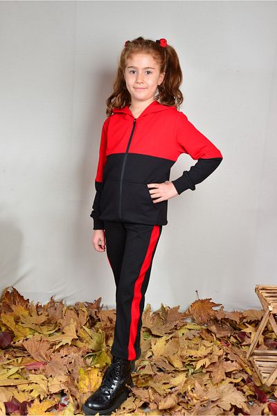 KİDSPİTİRCİK Unisex Kids Seasonal Red-black Tracksuit Set
