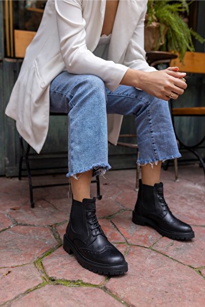 ANGELİNA JONES Novae Γυναικείες μαύρες μπότες από γνήσιο δέρμα