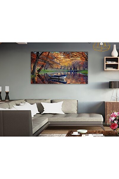 TRADE AYS Sonbahar Kayık Dekoratif Kanvas Duvar Tablo