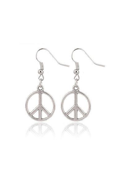 Bijustore Silver Color Women's Peace Sign Earrings