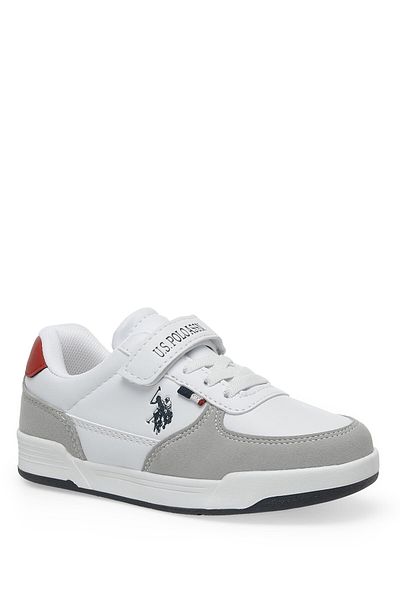 U.S. Polo Assn. حذاء رياضي كلاين 3fx للأولاد باللون الأبيض