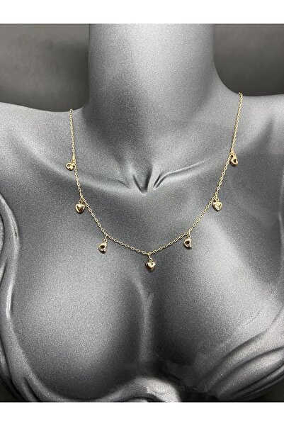 LUCK Çelik Çoklu Kalpli Gold Renkli Kolye