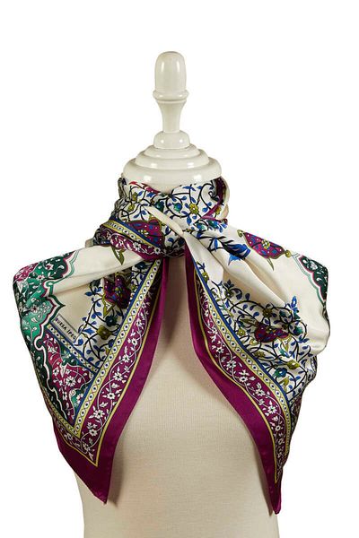 Bursa İpek Purple Candlestick Pattern Large Silky Scarf