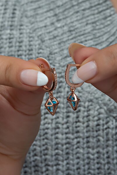 Nereze 925 Ayar Gümüş Aquamarin Taşlı Kafes Model Küpe