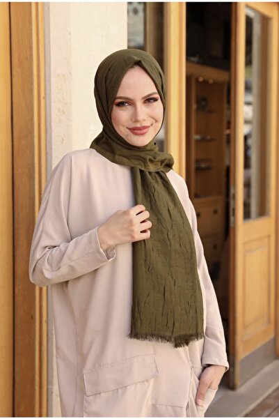 Mides scarf شال بامبو أسود اللون-كاكي