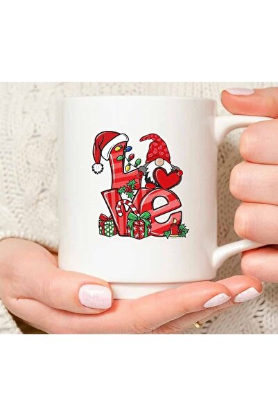 ART HEDİYE Happy New Year Love Text Christmas New Year Two Side Printed Mug Cup