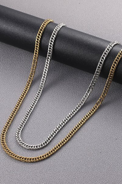 Bluem مجموعة سلسلة مزدوجة ضيقة من الفولاذ المقاوم للصدأ باللونين الرمادي والأ...