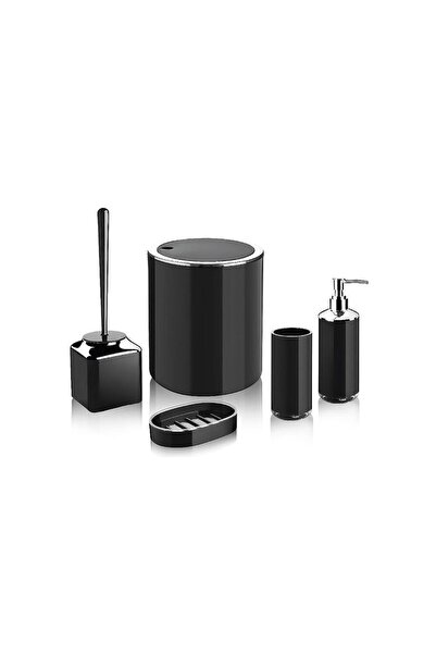 Sever 5 Piece Arylic Gray Marble & Black Round Bathing Suit Set