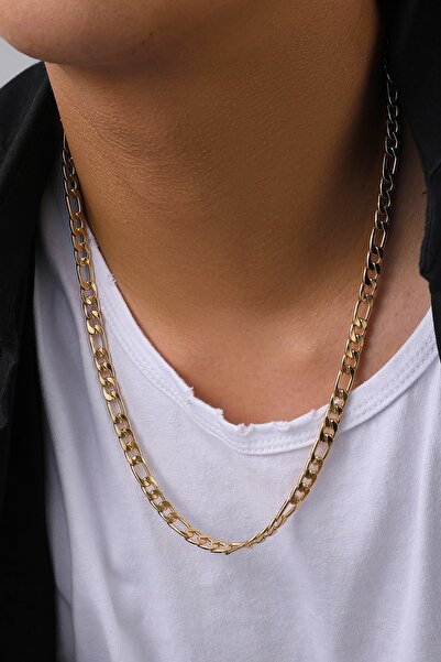 Bluem سلسلة فيجارو سميكة باللون الأصفر المقاوم للصدأ - قلادة مستوردة غير مشوهة