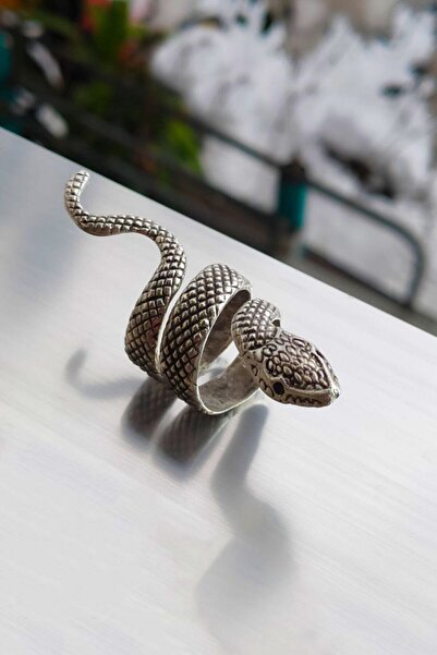 The Collection Yılan Figürlü Ayarlanabilir Gümüş Kaplama Yüzük