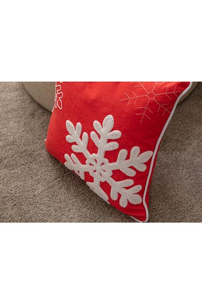 BUGİ HOME COLLECTİON Premium New Year Christmas Punch Embroidered Throw Pillow Case
