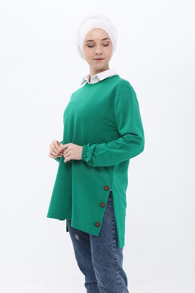 Birol Triko Women's Benetton Green Buttoned Tunic