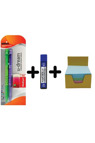 Umix 0.7 Nib Pen 2 Pieces + 1 Eraser +1 Piece 0.7 F.c Nib + 500 Pages Colored Cube