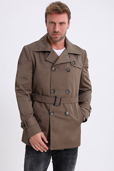 Leather Club Kahve Fiber Trench Kaban