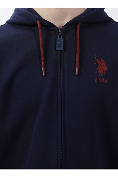 U.S. Polo Assn. Чоловічий світшот з капюшоном і коміром темно-синій Garmansk022