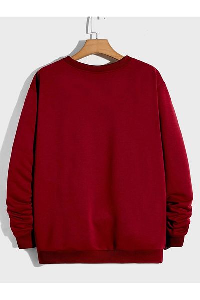 Mad&Calf Ανδρικό φούτερ Basic Crew με λαιμόκοψη χωρίς στάμπα, μονόχρωμο, φαρδύ φούτερ από φλις