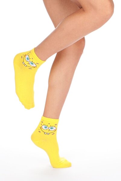 Esinti Sünger Bob Temalı Çorap - Sarı