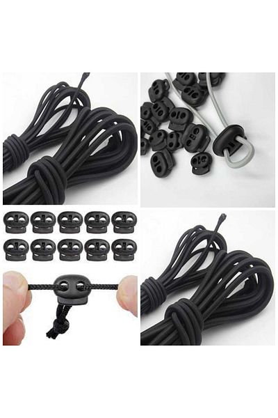MOR SALKIM HOME Round Rubber Rope 2.5 mm Rubber 15 Meters + 20 Pieces Cord Rope Stopper