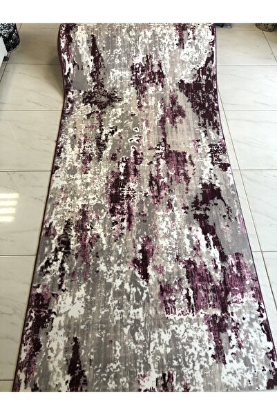 Sarar Jel Kaymaz Taban Yıkanabilir Yumuşak Yüzey Kesme Yolluk Üst Kalite Mor Modern Vintage Desen