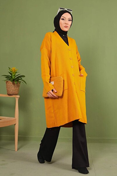 Kirazgym Women's Classic Pocketed Plain Knitted Cardigan