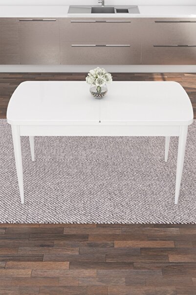 Canisa Nef Serisi, 70x114 Açılabilir Mdf Beyaz Yemek Odası Masası