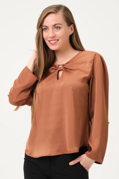 Shahiqa Fiyonk Yakalı Saten Bluz