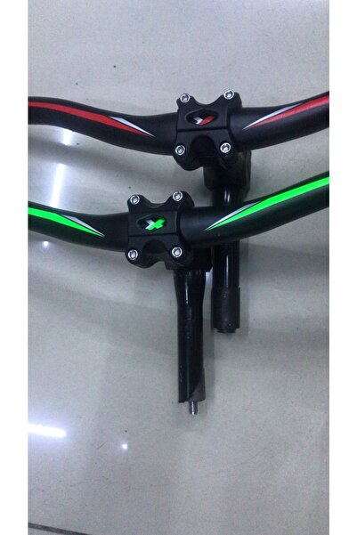 motobisikletim Bisiklet Gidon Seti [ Siyah-yeşil] Alümiyum 62 Cm Direksiyon S...