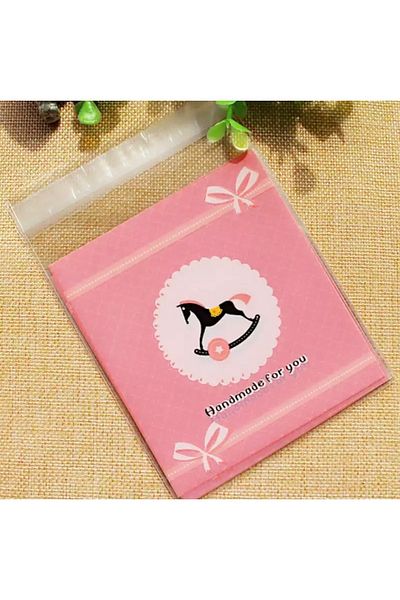 OzanTuhafiye 10X10 cm Transparent Patterned Taped Bag - 95 Pieces Opp