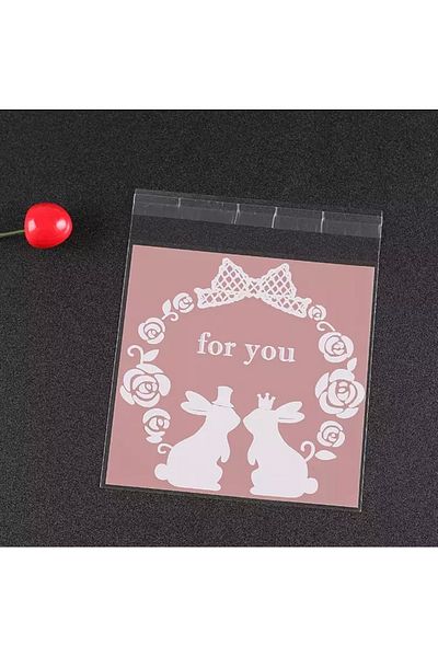 OzanTuhafiye 10X10 cm Transparent Patterned Taped Bag - 95 Pieces Opp