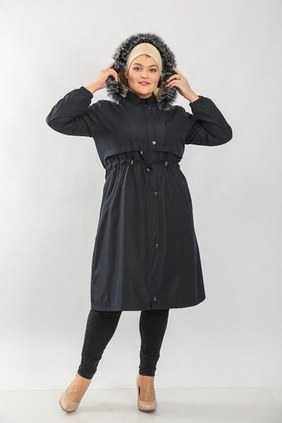Aşkı Endam Women's Large Size Interlayer Furry Winter Waterproof Coat