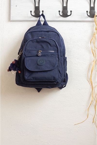 İMAKS Small Size Crinkle / Clinkir Waterproof Fabric Multi-Eye Daily Women's Backpack Navy Blue 8317