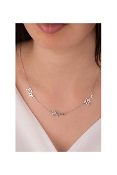 GÜMÜŞ Özel Üçlü Aile Isimli Kolye