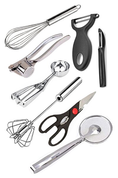 Sekiz8 كسارة الثوم، مخفقة، مغرفة آيس كريم، مخفقة سلكية، مقص مطبخ، مصفاة، 2x م...