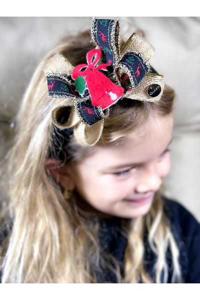 QUEEN AKSESUAR New Year's New Year's Luxury Glittered Deer Bell Bell Decorated Children's Crown with Straw Bow