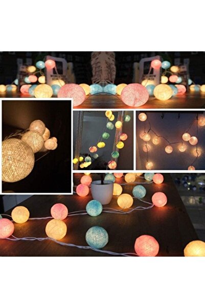 epazzar Led Işıklı Toplar Dekoratif Süsleme 2 Metre 10 Lu Renkli Toplar Led Aydınlatma Pilli Işık