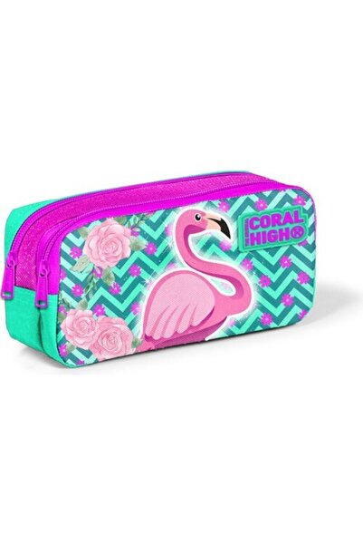 Coral High مقلمة للأطفال مكونة من قسمين باللون الأخضر المائي والوردي اللامع بنمط فلامنغو 22290