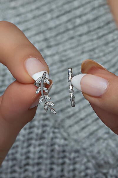 Nereze 925 Ayar Gümüş Rodyumlu Zeytin Dalı Küpe