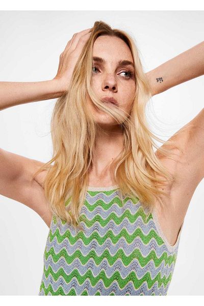 MANGO Woman Tricotaj Rochie cu dungi