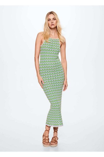 MANGO Woman Tricotaj Rochie cu dungi