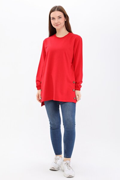 Birol Triko Women's Red Button Tunic