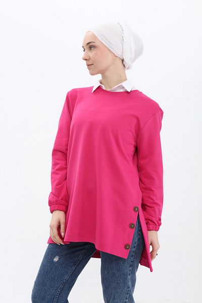 Birol Triko Women's Fuchsia Buttoned Tunic