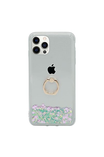 MECFC Iphone 13 Simli Pullu Sulu Yüzüklü Standlı Silikon Milce Kapak Lüks Tpu