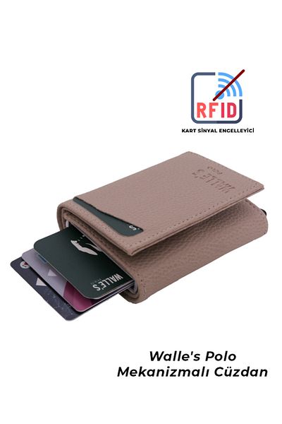 Walle's Polo (with gift card holder) Cream Leather Aluminum Automatic Mechanism Women's Wallet-card holder