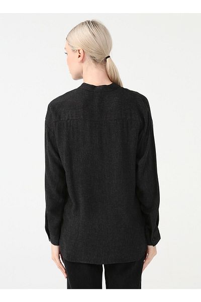 Fabrika Comfort Judge Collar Plain Anthracite Melange Women's Blouse Cm-rocko