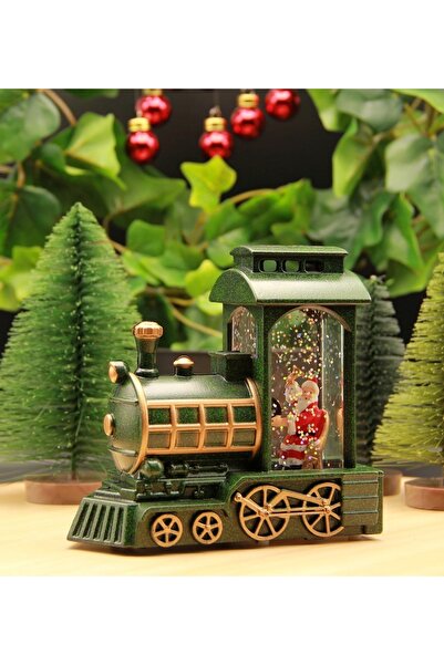 HEDİYEBİZİZ Yılbaşı Kar Küresi Noel Işıklı Dekoratif Noel Baba Treni Merry Ch...