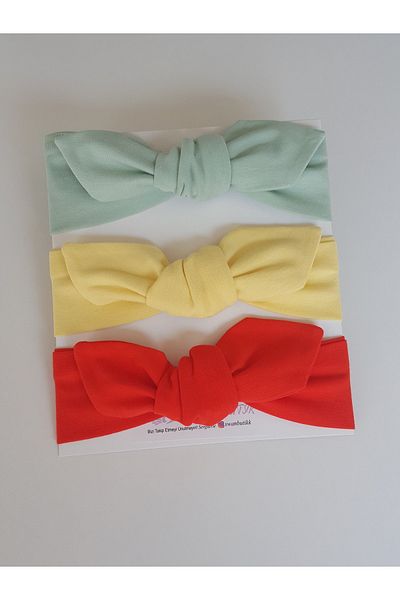 swan butik Baby Girl Bandana Buckle Set 3-Piece Mint Yellow Red