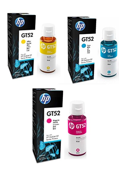 HP Gt52 Gt-5812 3 Renk (sarı Mavi Kırmızı) Orjinal Mürekkep Seti Gt-01-a471 1-