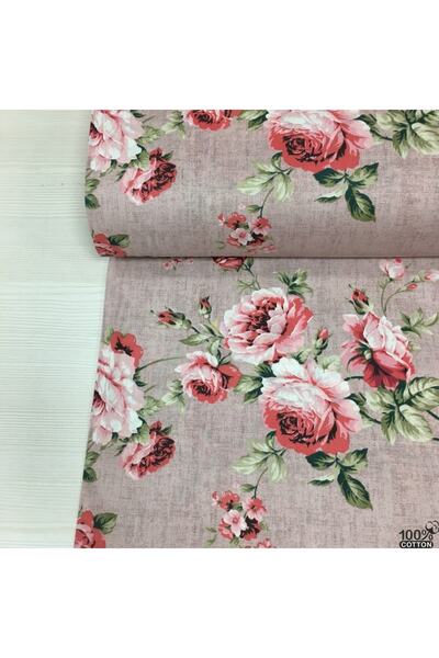 Pierre Cardin Big Roses Pembe Desenli Poplin Nevresimlik Kumaş